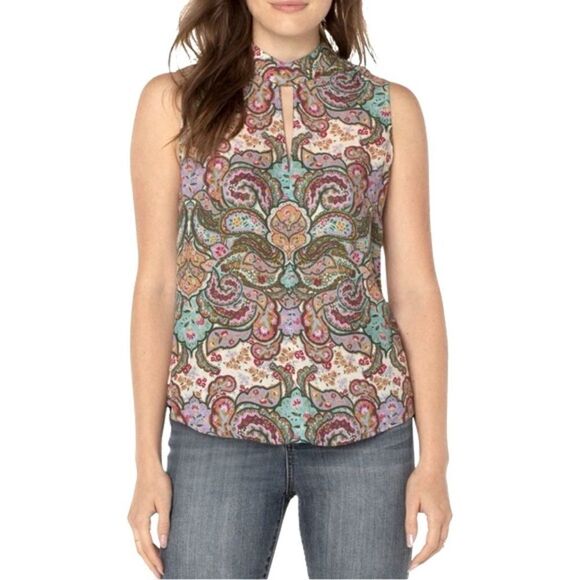 Liverpool Tops - Liverpool Keyhole Paisley Sleeveless Top Size Small